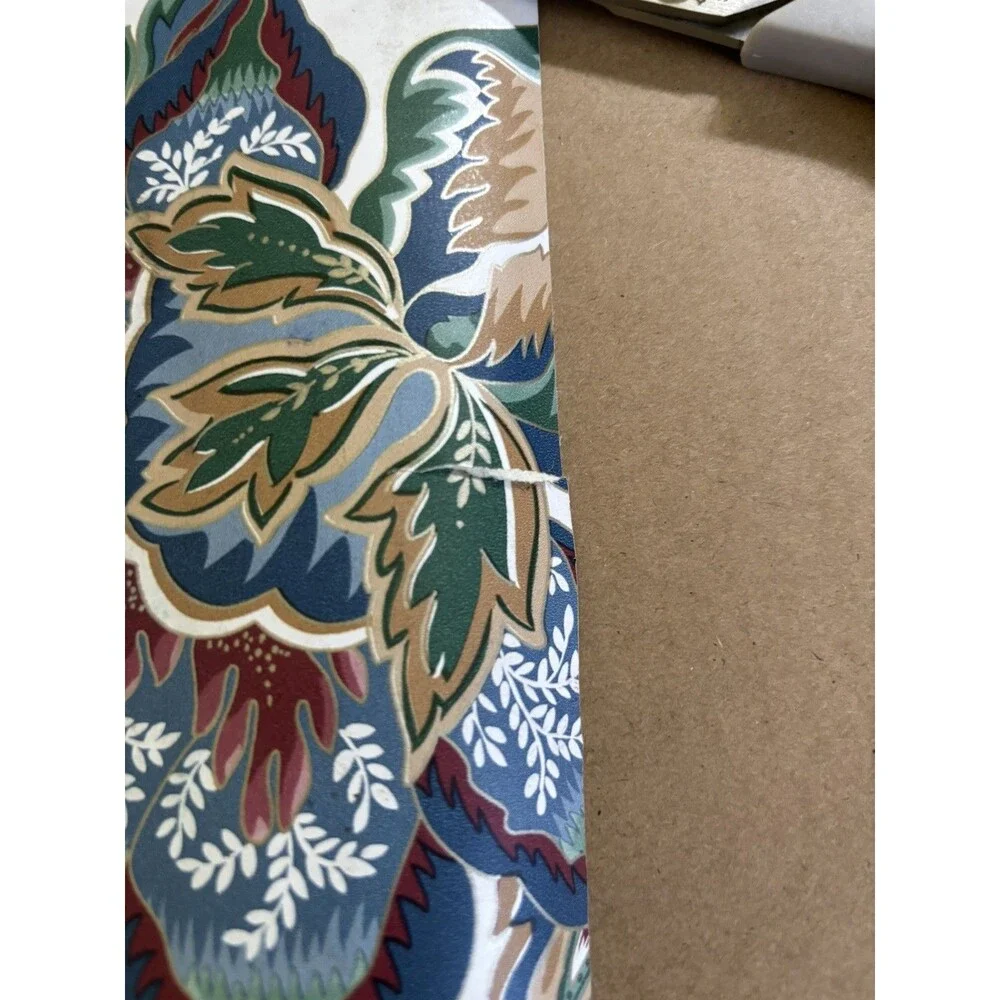 Mauve Gold Red Blue Green Jacobean Flower Floral Cream Wallpaper Border 4+ rolls
